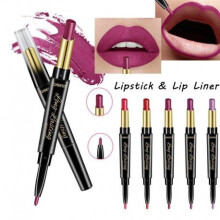 (03) 2 in 1 double-end matte lipstick waterproof lasting 15 color lipstick pencil matte lip liner red lip makeup beauty makeup