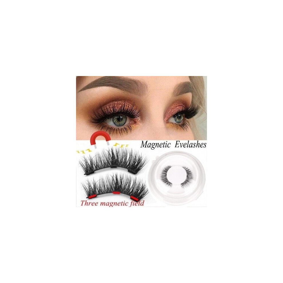 Blowuponline5 (S6) 3D Magnetic Eyelashes With 3 Magnets Magnetic Lashes Natural Long False Eyelashes Magnet Eyelash Extension Makeup Tools