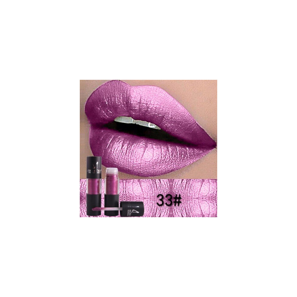 Blowuponline5 (33) Diamond Metallic Lipstick Lip Tint Makeup 12 Colors Sexy Shimmer Long-Lasting Liquid Lip Gloss Paint Pigment Waterproof Cosmetic