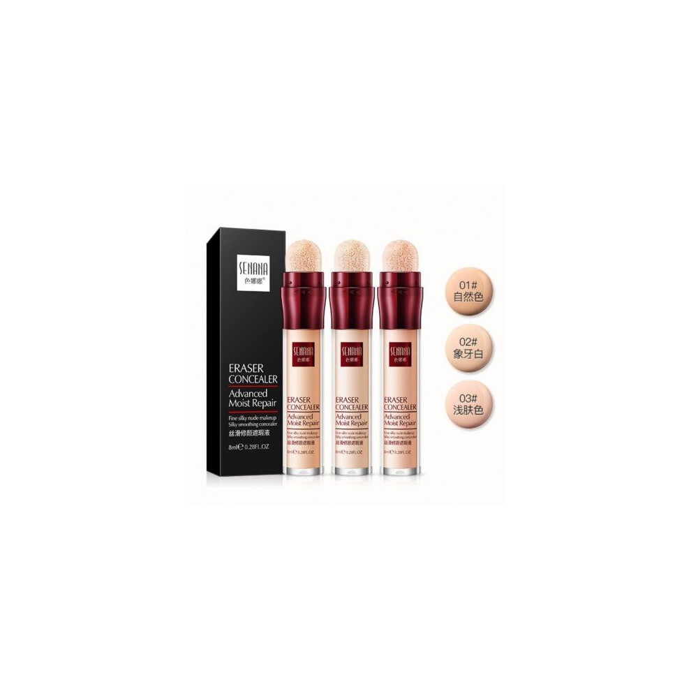 Blowuponline5 (03 Light Skin Color) Face Makeup Concealer Cream Facial Corrector Foundation Moisturizing Cover Cream Concealer Stick Sponge Head