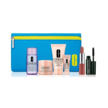 Clinique 6 Piece Gift Set + Blue Makeup Purse