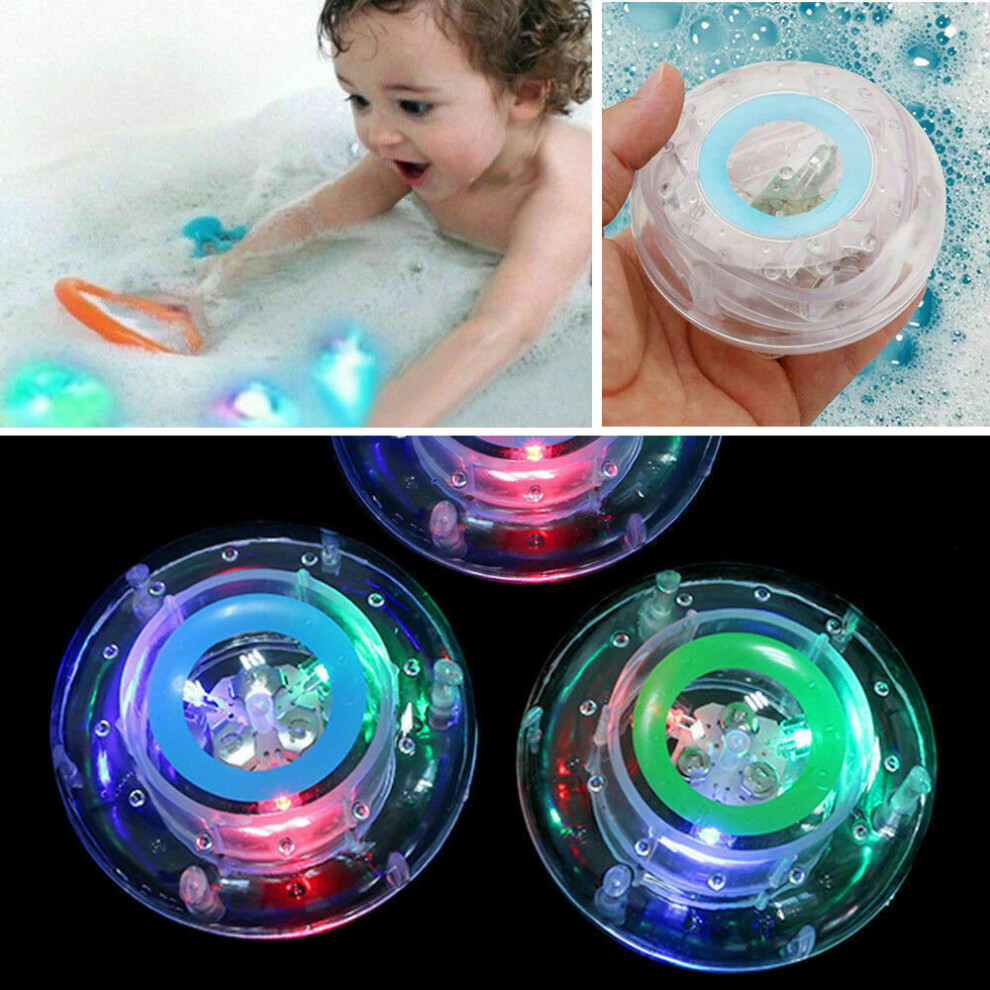 (Blue) 2Pcs Kids Waterproof Underwater LED Bath Light Fun Color Changing Ball Toy