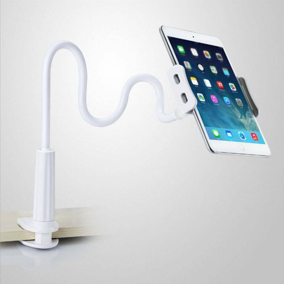 Gooseneck Arm Flexible Desk-Clamp Tablet Mount White 701160673126