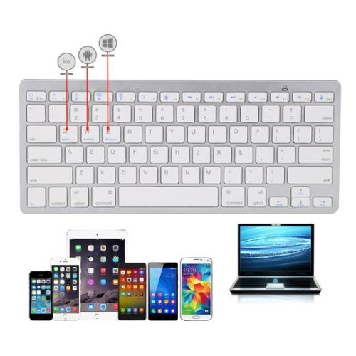 (WHITE) Keyboard Wireless Keyboard 3.0 Bluetooth Keyboard 1