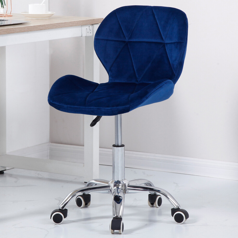 (Velvet Blue) Charles Jacobs Cushioned Swivel Office Chair