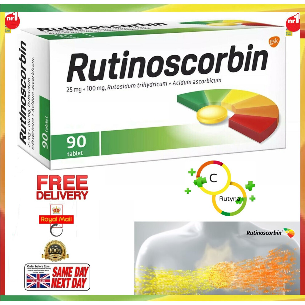 Rutinoscorbin 90 Tabs Immune Booster Vitamin C Rutozyd Blood Vessels