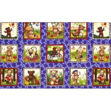 Teddy Squares Panels Cotton Quilting Fabric (27 Panels Each 9.5cm x 9.5cm)
