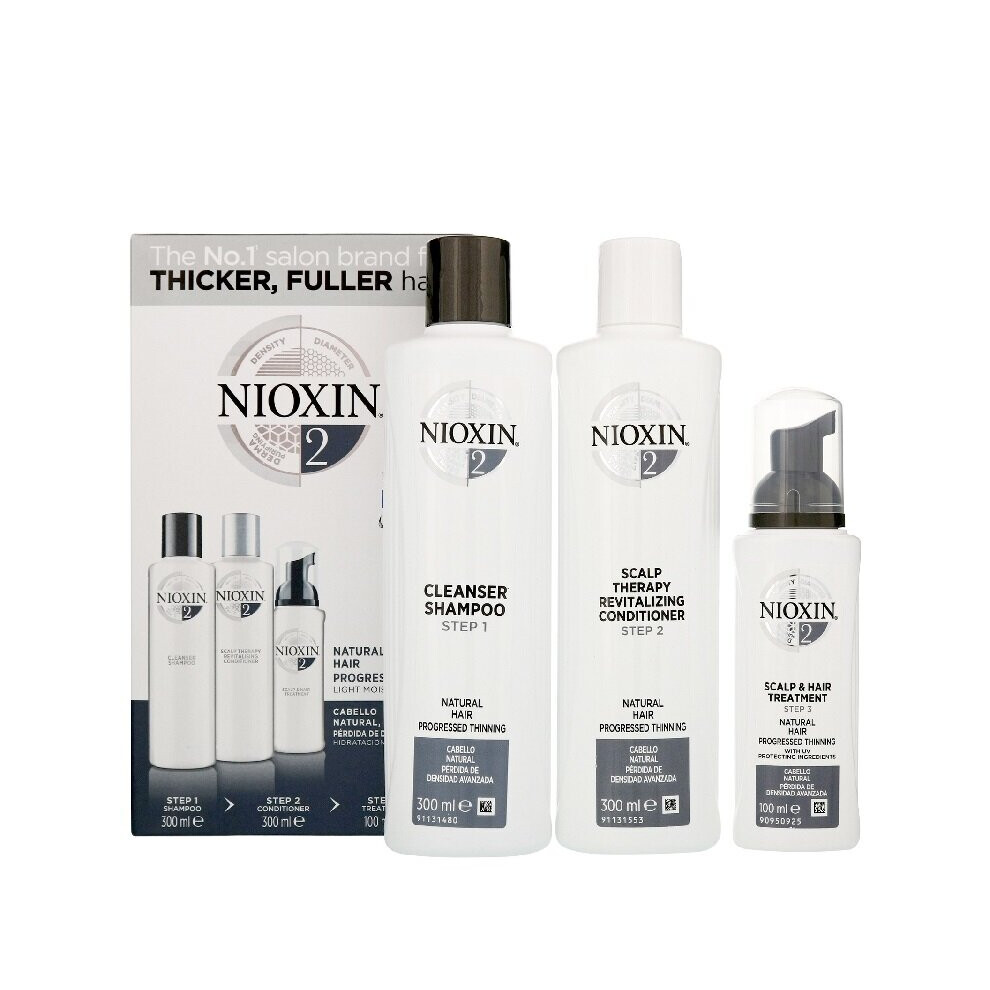 Nioxin 3D Care System, System 2, 3 Part System for Natural Hair with Progressed Thinning Kit