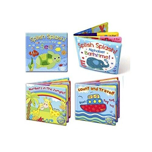Set of 4 Baby Bath Books First Words ABC Letters & Numbers Plastic