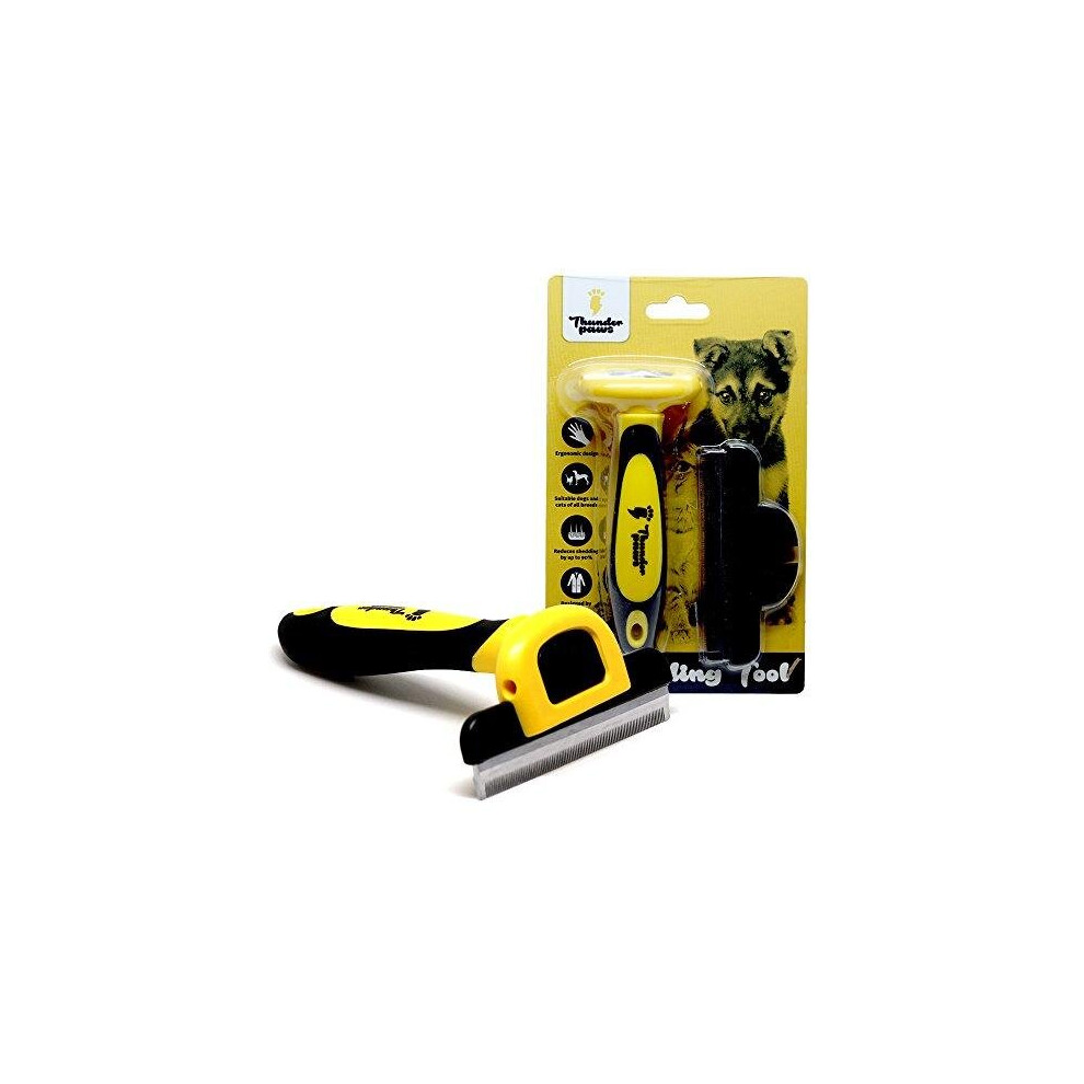 Thunderpaws Professional De-shedding Tool and Pet Grooming Brush, D-Shedz for Breeds of Dogs, Cats with Short or Long Hair, Small, Medium and Large