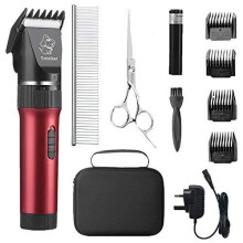 Sminiker Professional Low Noise Pet Clippers Rechargeable Cordless Cat and Dog Clippers Dog Trimmer Professional Dog Shaver with Storage Bag for Cat