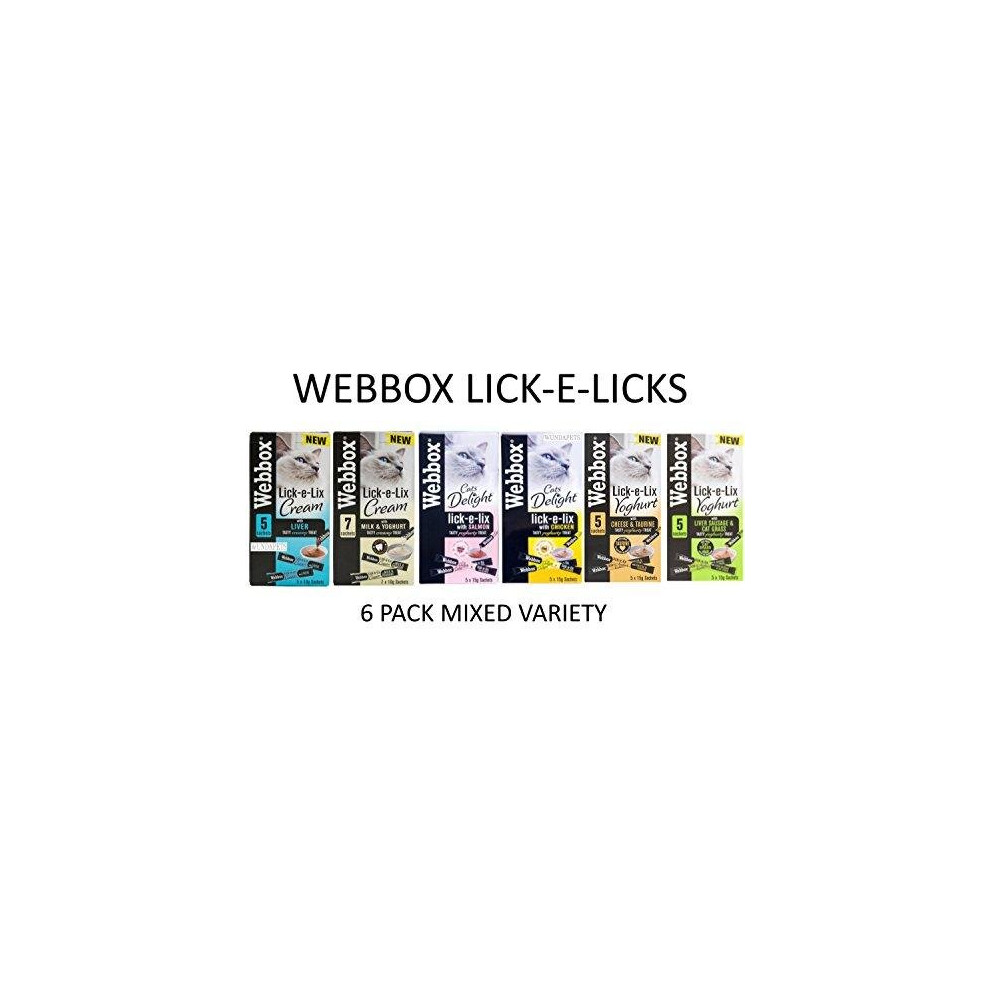 WUNDAPETS *NEW* 6 X MIXED VARIETY PACK WEBBOX DELIGHT LICK-E-LICKS CAT KITTEN TREAT SNACK