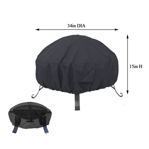 (34*15in) Outdoors Fire Pit Cover Waterproof Dustproof Cover 1
