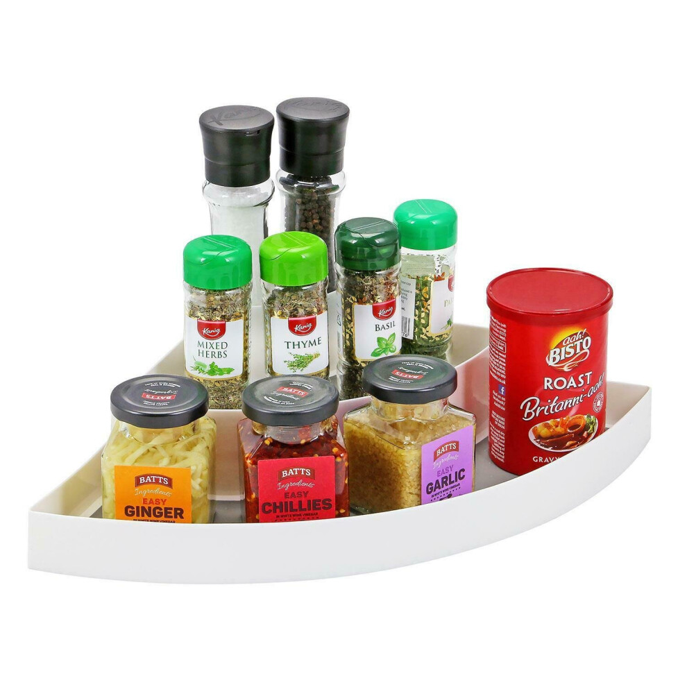 (Corner Design ) UK Non Slip Plastic Pantry Spice Herb Jar Rack Storage Holder Cupboard Organiser