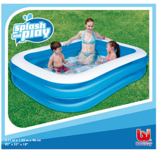 Bestway Swimming Pool Rectangular 211x132x46cm Blue Garden Above Ground Ponds