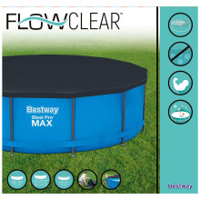 Bestway Flowclear 366 cm Round Above Ground Pool Cover – Anthracite, Drains Water, Straps, Durable PVC 58037