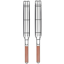 2 Pcs Portable BBQ Grilling Basket Stainless Steel Nonstick Barbecue Grill Basket