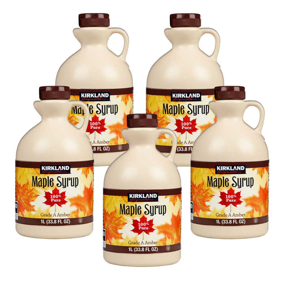 Kirkland Signature Canadian Maple Syrup - 1L - Grade A Amber Pack Of 5