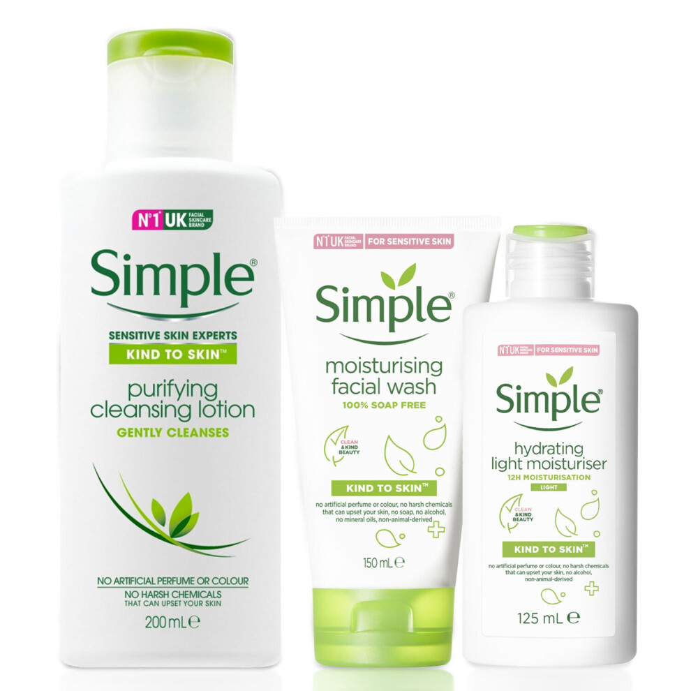 Simple KindToSkin BundleOf LightMoisturiser,Lotion, Facewash&Sheetmask