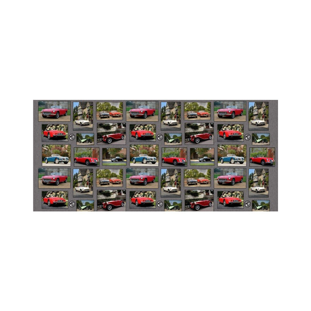 MG Classic Cars Patchwork 100% Cotton Quilting Panel Fabric