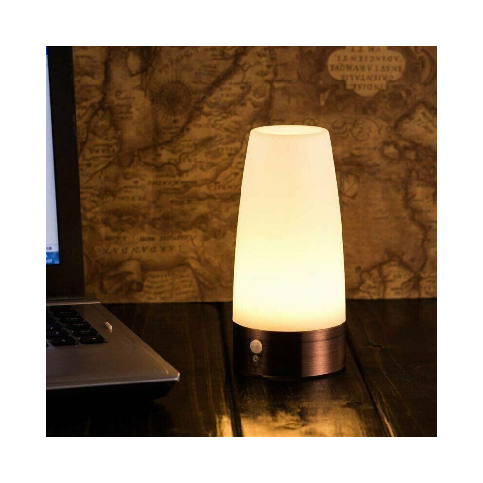 PIR Motion Sensor Night Light Battery Powered LED Table Lamp Warm White Wireles