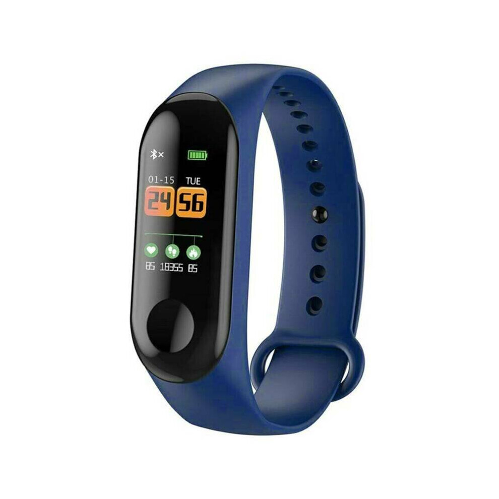 (Blue) Bluetooth Smart Watch Heart Rate Blood Pressure Fitness Fitbit Sport Tracker
