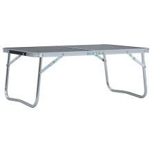 vidaXL Foldable Camping Table Aluminium 60x40cm Grey Portable Tables Desks