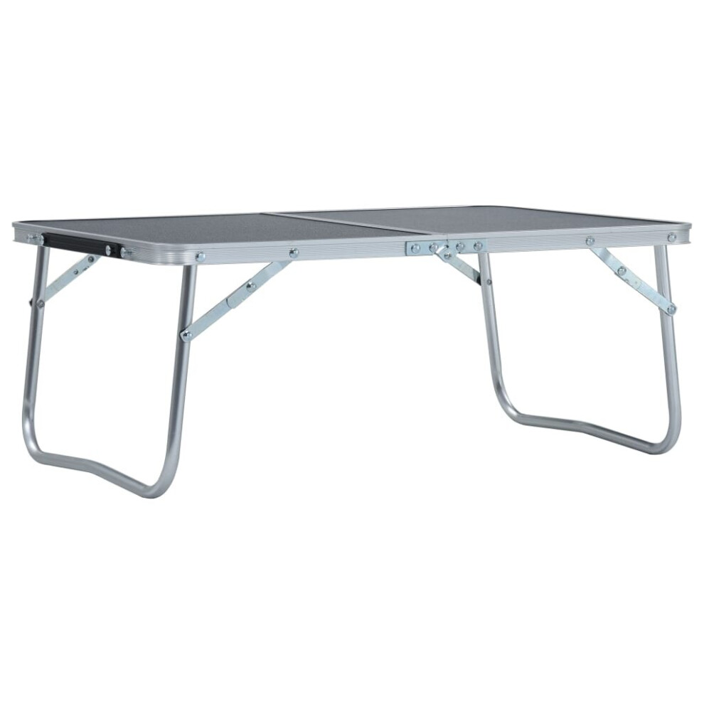 vidaXL Foldable Camping Table Aluminium 60x40cm Grey Portable Tables Desks