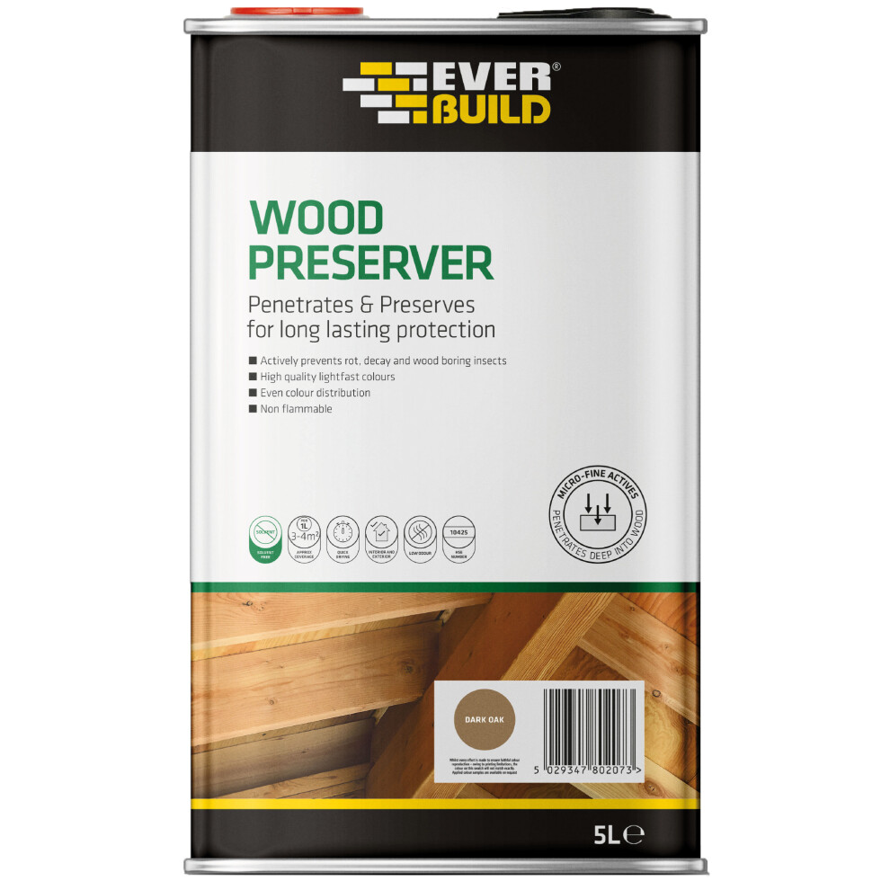 Everbuild EVBLJDO05 Wood Preserver Dark Oak 5 Litre