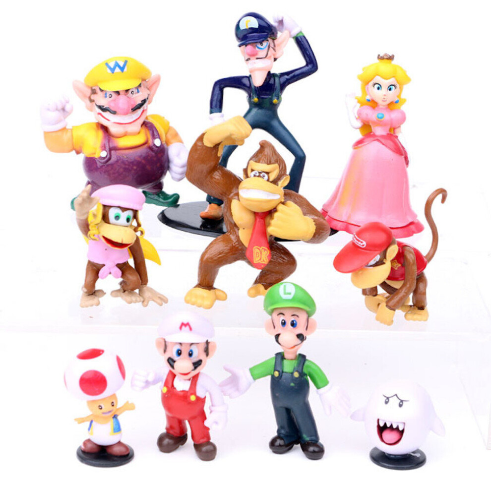 Eastvaps 10Pcs Super Mario Figure Toy Toad Bowser Troopa Goomba