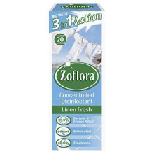 Zoflora Antibacterial Disinfectant Multi-Purpose Concentrated, Multi Surface Cleaning Solution 2 x 500ml Bottles - Linen Fresh Fragrance