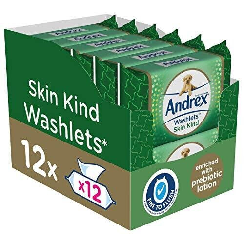 Andrex Skin Kind Washlets Moist Toilet Tissue, certified 'Fine to Flush