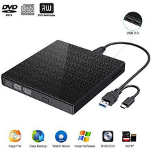 Comter External CD DVD Drive, USB 3.0 USB-C CD DVD RW Reader Rewriter with SD TF Card Reader & USB-Stick, Supe rdrive for Laptop PC Windows10/8/7/ V