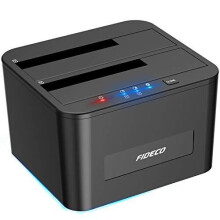 FIDECO Hard Drive Docking Station, USB3.0 SATA HDD Docking Station for 2.5 & 3.5 inch SATA HDD/SSD, Dual Bay, Support Offline Clone, UASP and 2x 16T
