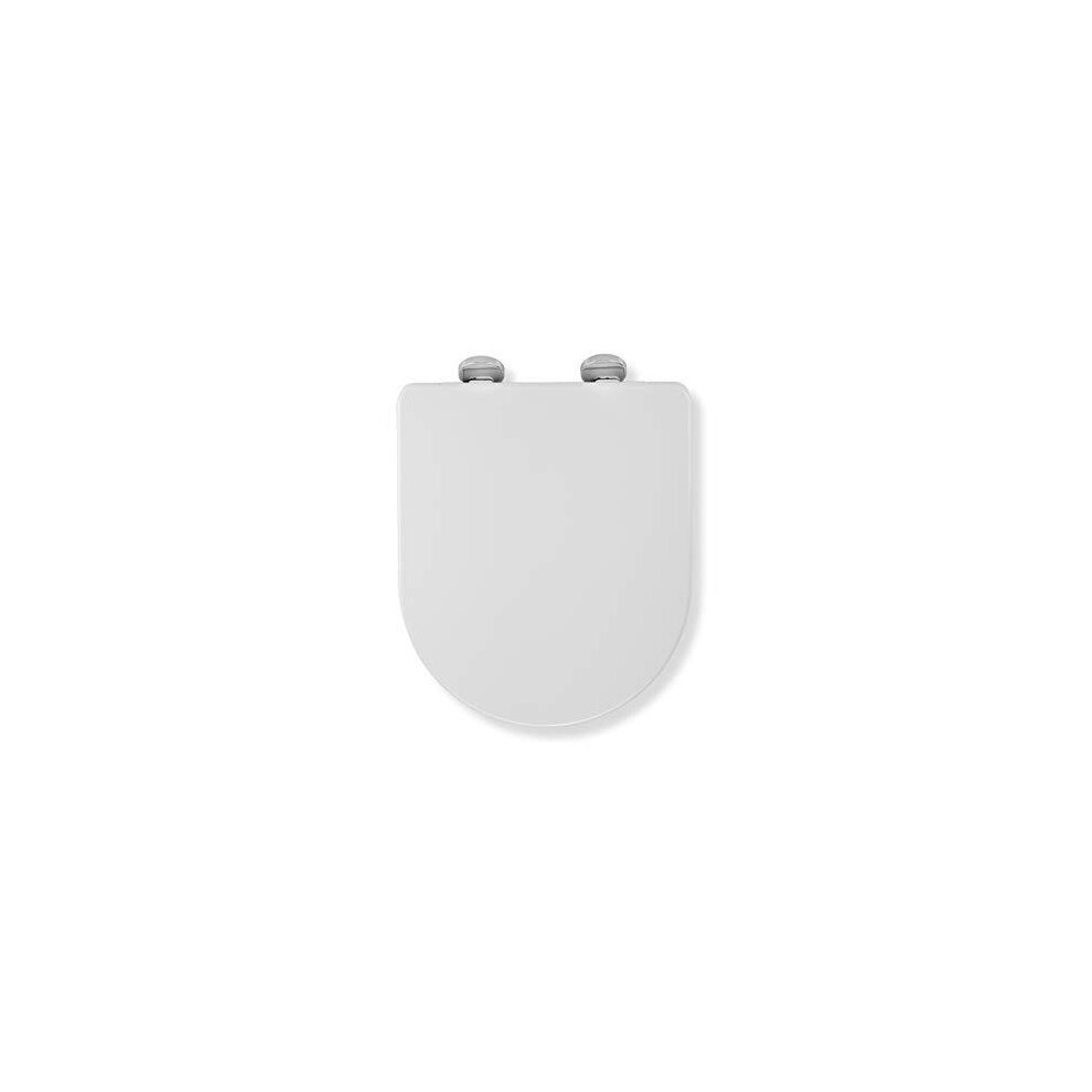 Croydex Flexi-Fix Eyre D-Shape Always Fits Never Slips Slow Close Anti Bacterial Toilet Seat, White, 42 X 35.5 X 5 Cm