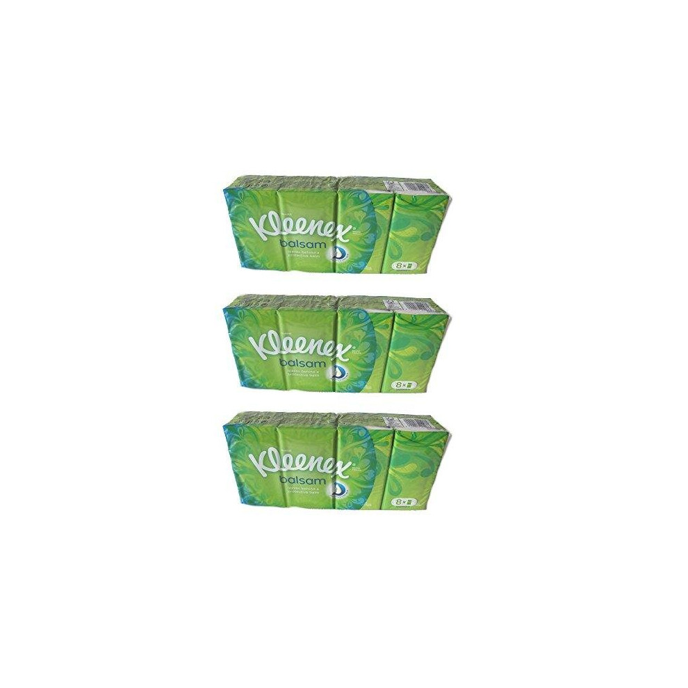 Kleenex Balsam Multipack Tissues 8 pocket packets of 9 sheets each (Pack of 3)