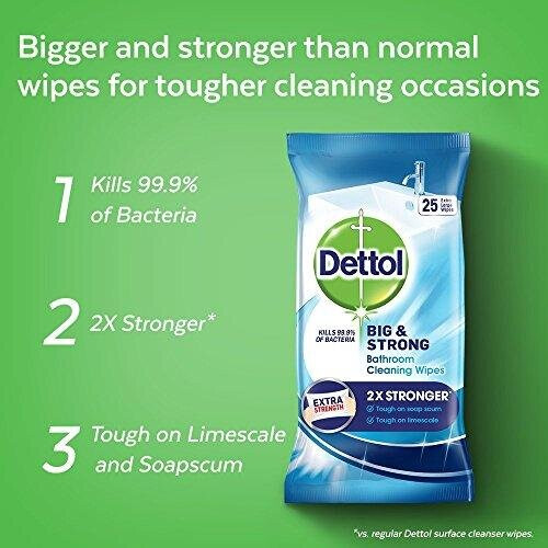 Dettol Big and Strong Bathroom Wipes, 25 Wipes (6 Packs) on OnBuy