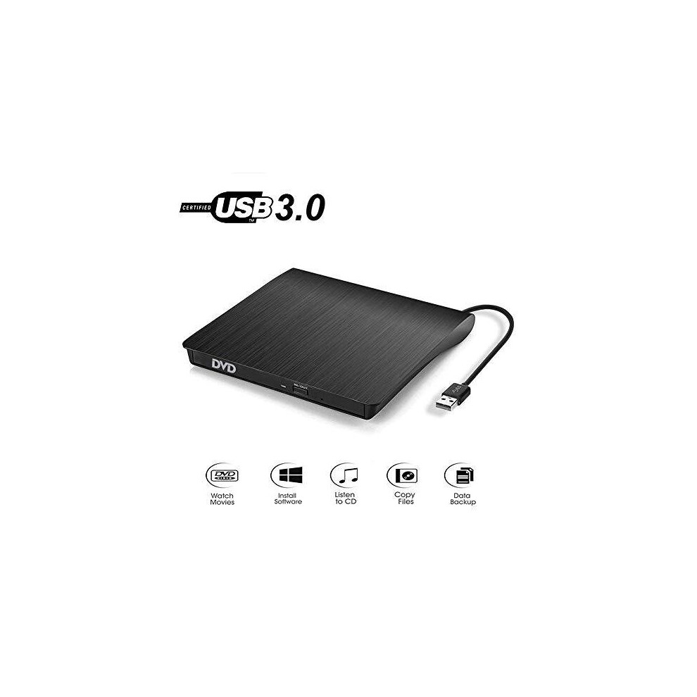 External Cd Drive, Usb 3.0 Portable Cd/Dvd +/-Rw Drive Slim Cd/Vcd Rom Rewriter Burner Floppy Superdrive For Laptop Desktop Pc Windows And Linux Os 753936106321