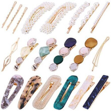 20Pcs Pearl Hair Clips - Fashion Pearls Hair Barrettes Sweet Artificial Macaron Acrylic Resin Barrettes Hairpins for Women,Ladies and Girls Headwear