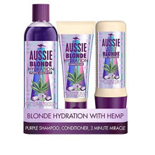 Aussie Blonde Hydration Purple shampoo, Hair Conditioner and 3 Minute Miracle Hair Mask Set. A Shampoo and Conditioner Set That Neutralises Brassy a