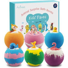 Aofmee Animal Surprise Bath Bombs Gift Set for Kids - Handmade, Cruelty-Free with Toy, Shea & Cocoa Butter Moisturizing Spa Fizzies - UPC 714755956948