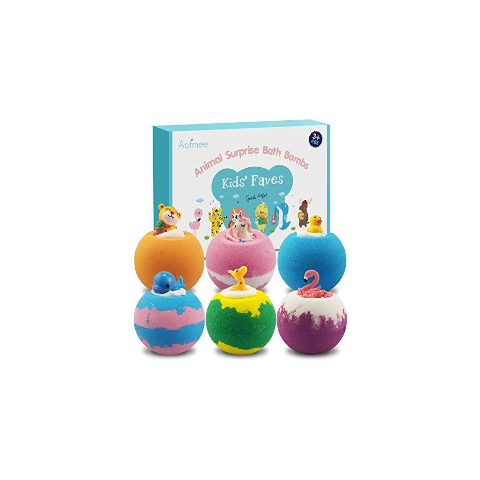 Aofmee Bath Bombs Gift Set for Kids, Handmade Natural Bath Bomb with Surprise, Shea Cocoa Butter Moisturize, Spa Fizzies Bath Bomb, Birthday Christm
