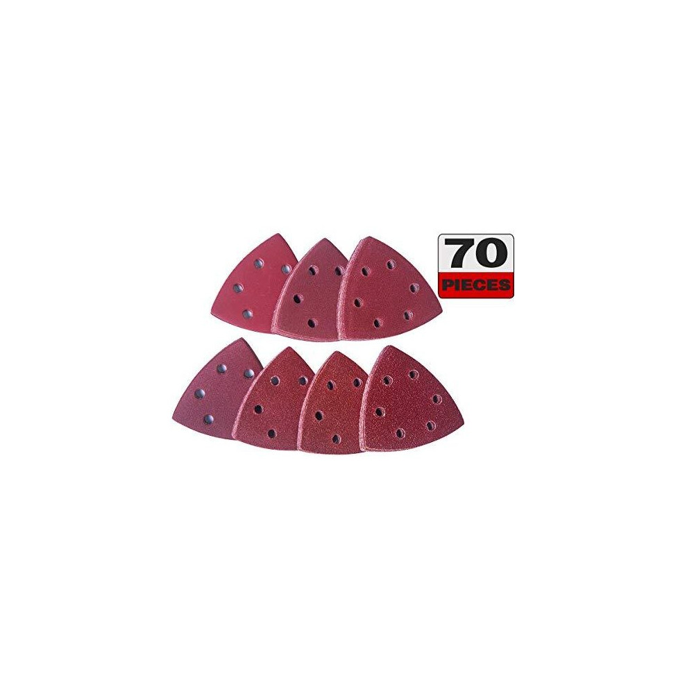 70Pcs Triangle Sanding Sheets/For Sand Mill 93 X 93 X 93Mm Mouse Sandpaper Triangle Grinding-Pads Hook & Loop Sander Discs Sanding/Grain 60 80 120 1 194852640092