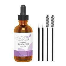 Eva Naturals Økologisk Ricinusolie 2 oz - Fremmer tykkere bryn og vipper, mindsker rynker, hydrerer og nærer huden (USDA Økologisk)