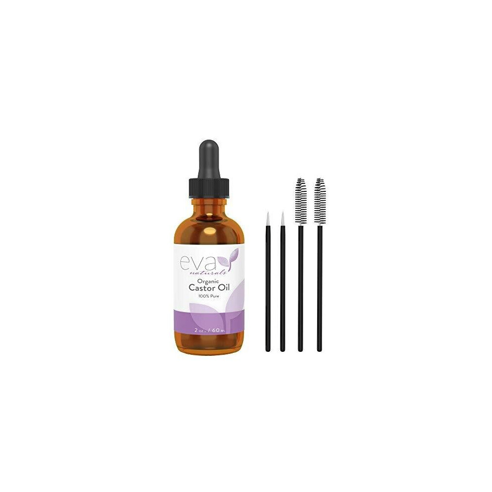 Eva Naturals Organic Castor Oil (2Oz) - Promotes Hair, Eyebrow And Lash Growth - Diminishes Wrinkles And Signs Of Aging - Hydrates And Nourishes Ski