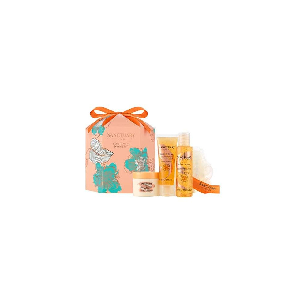 Sanctuary Spa Gift Set, Your Mini Moment Gift Box with Shower Gel, Body Scrub, Body Butter, Vegan Beauty Gift, Gifts for Her, Gifts for Women, Ideal