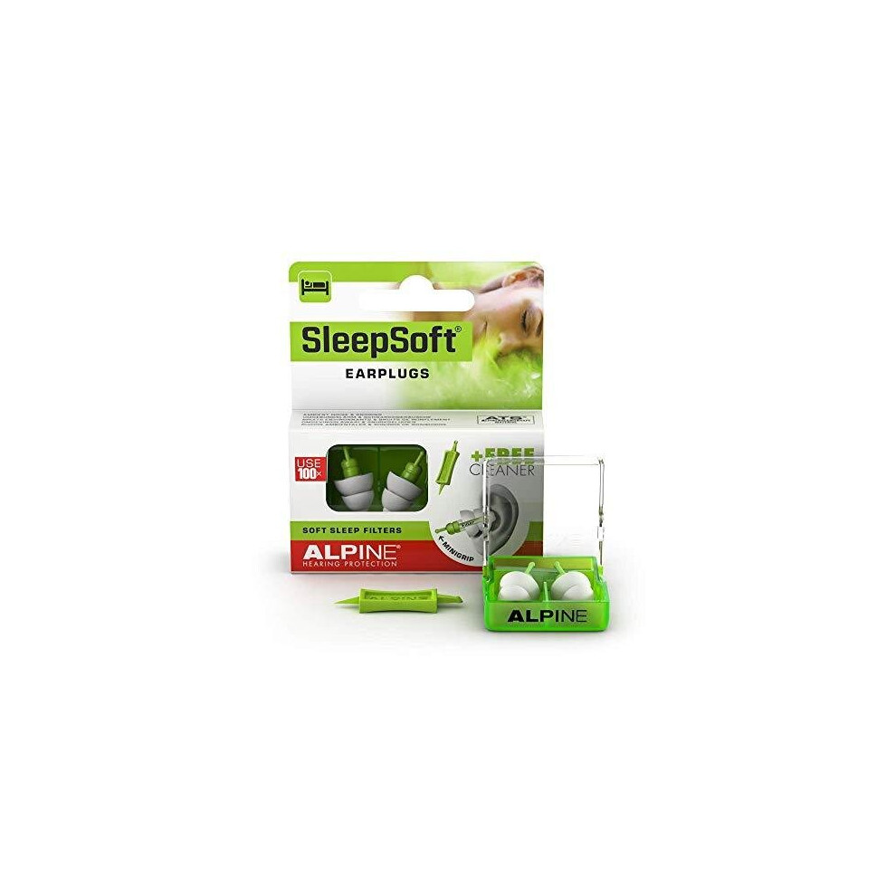 Alpine Sleepsoft Ear Plugs (2019) - Reduces Snoring and Improves Sleep - Soft Filters Designed for Sleeping - Comfortable Hypoallergenic Material -