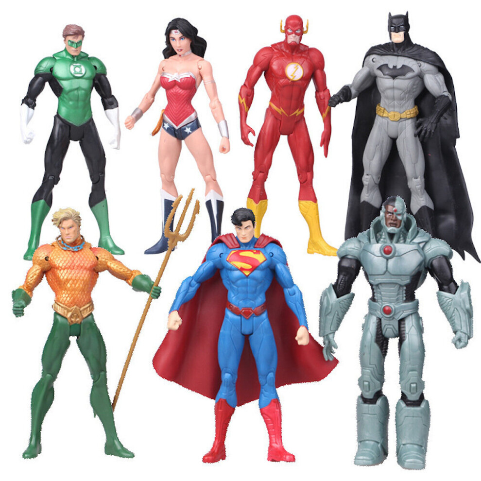 7pcs DC Super Hero Hulk Iron Man Superman Wonder Woman Figure Toy