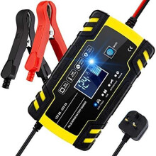 BUDDYGO Car Battery Charger, 12V/24V 8Amp Intelligent Automatic Battery Charger/Maintainer Delivers 3 Stage Charging, with LCD Screen And have 6 Cha