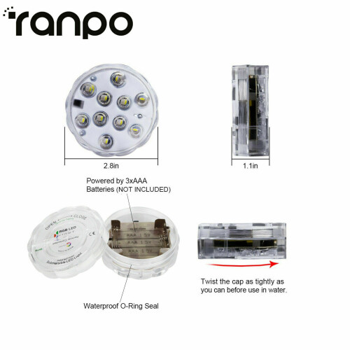 Ranpo LED RGB Waterproof Submersible Lights With Remote Control Underwater Swimming Pool Light 1